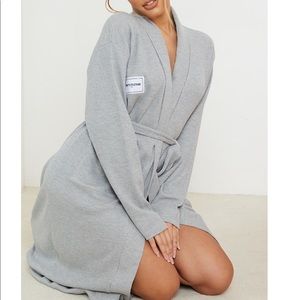 PRETTYLITTLETHING Home Grey Waffle Dressing Gown